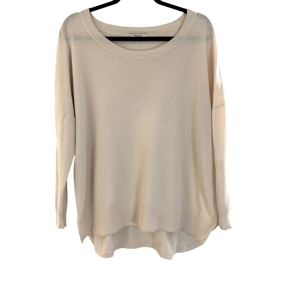 Madewell slouchy relaxed oversized wool blend cream pullover with high low hem